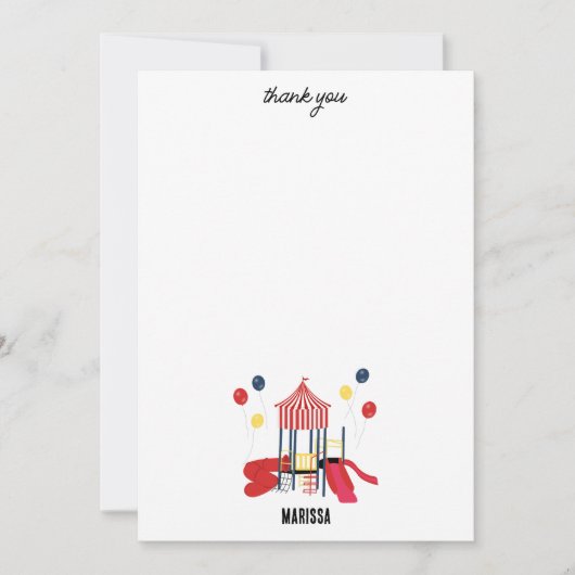 遊び場の子供たち 誕生日 男の子 女の子 オーダーメイド名 サンキューカード (正面)