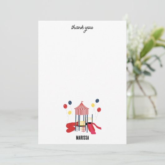 遊び場の子供たち 誕生日 男の子 女の子 オーダーメイド名 サンキューカード (スタンド正面)