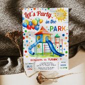 遊び場の誕生日パーティーへの招待 - 公園でパーティーしよう 招待状