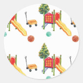 遊び場の誕生日パーティーステッカーメッセージカード夏 ラウンドシール (正面)