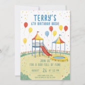 遊び場の誕生日 編集可能な子供の誕生日パーティー 招待状 (正面)