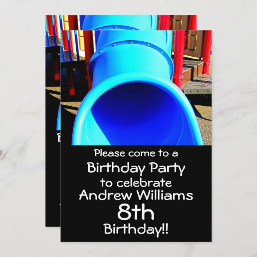 遊び場または公園の誕生日パーティーへの招待 招待状 (正面/裏面)