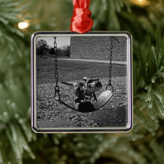 遊び場ティラノサウルスTREX恐竜おもしろい メタルオーナメント (ツリー)