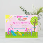 遊び場パークの誕生日パーティー招待状 招待状 (スタンド正面)