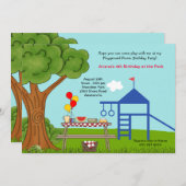 遊び場ピクニックバースデーパーティー 招待状 (正面/裏面)