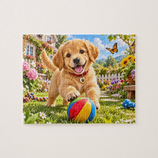 遊び好きな子犬 ジグソーパズル (横)