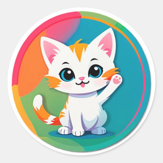 遊び好きな子猫 ラウンドシール (正面)