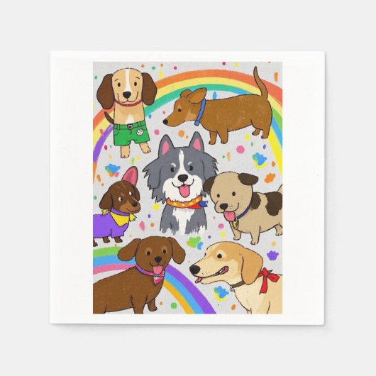 遊び好きな犬の子犬たち スタンダードカクテルナプキン (正面)