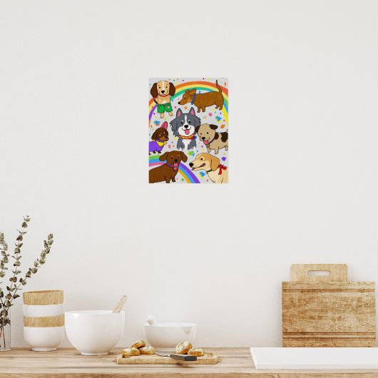 遊び好きな犬の子犬たち ポスター (キッチン)