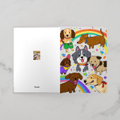 遊び好きな犬の子犬たち 箔グリーティングカード (外側レイダウン)