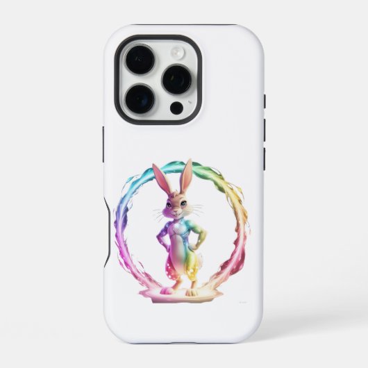 遊び心あふれるうさぎの幸せ iPhoneケース (裏面)