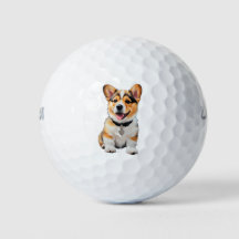 遊び心あふれるかわいいコーギーのゴルフボール、犬好きな方へ
