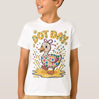 遊び心あふれるアヒルのドットデイキッズTシャツ – プレイフルポルカ Tシャツ