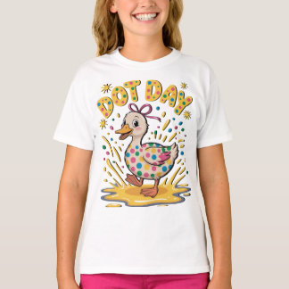 遊び心あふれるアヒルのドットデイキッズTシャツ - プレイフルポルカ Tシャツ