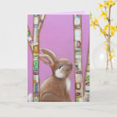 遊び心あふれるアートうさぎ2カード カード (黄色い花)