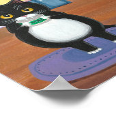 遊び心あふれるアート ユニークな黒猫 犬 クリエーションアーツ ポスター (角)