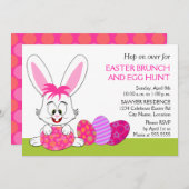 遊び心あふれるイースターバニーと卵のパーティー 招待状 (正面/裏面)