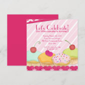 遊び心あふれるカップケーキパーティーの招待状 招待状 (正面/裏面)