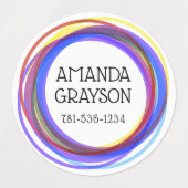 遊び心あふれるカラフルなリング 子供用 防水 ラベル (デザイン2)