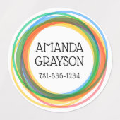 遊び心あふれるカラフルなリング 子供用 防水 ラベル (デザイン1)