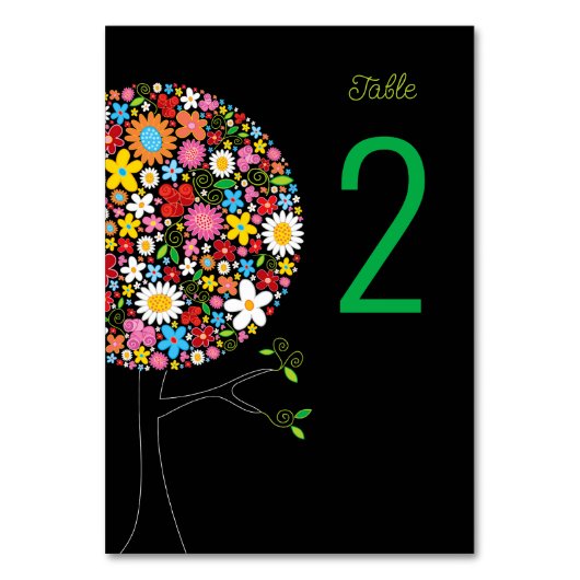遊び心あふれるカラフルな春の花が木に咲き乱れる テーブルナンバー (正面)