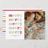 遊び心あふれるカラフルな虹の楽しいホリデーカード 招待状 (正面/裏面)