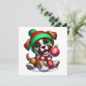 遊び心あふれるクリスマスの子犬 シーズンカード (スタンド正面)