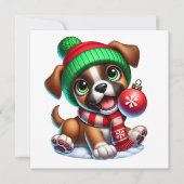 遊び心あふれるクリスマスの子犬 シーズンカード (正面)