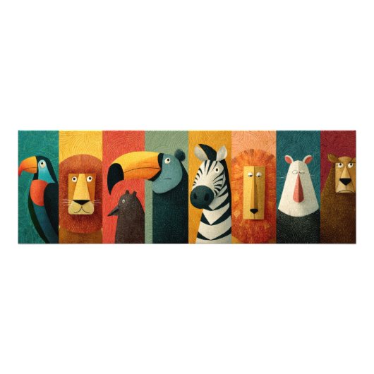 遊び心あふれるサファリ動物のポスター フォトプリント            (正面)