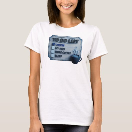 遊び心あふれるシルバーコーヒーで世界を救えデザイン Tシャツ (正面)