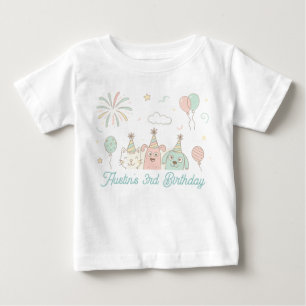 遊び心あふれるスイートスリー誕生日 ベビーTシャツ