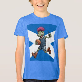 遊び心あふれるスコットランド・アザミのラグビーイラスト トライブレンドTシャツ