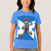 遊び心あふれるスコットランド・アザミのラグビーイラスト トライブレンドTシャツ (正面)