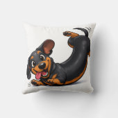 遊び心あふれるダックスフンドの子犬 クッション (裏面)