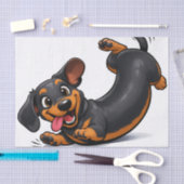 遊び心あふれるダックスフンドの子犬  薄葉紙 (クラフト)