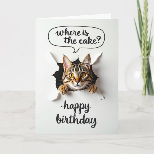 遊び心あふれるトラ猫の誕生日カード カード (正面)