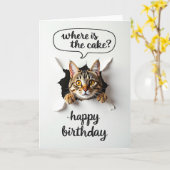 遊び心あふれるトラ猫の誕生日カード カード (黄色い花)