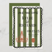 遊び心あふれるバブルボーダー Save The Date 招待状 (正面/裏面)