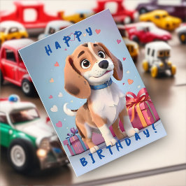 遊び心あふれるパグ ビーグル子犬とギフト 誕生日 カード