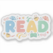 遊び心あふれるパステルバブル「READ」ステッカー スタイル シール (正面)