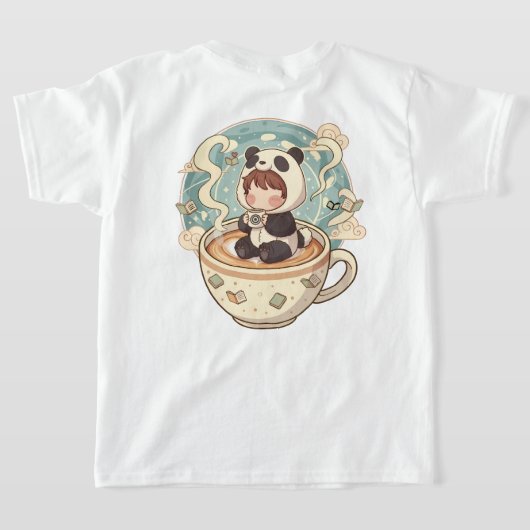 遊び心あふれるパンダのプリントTシャツ(子供用) Tシャツ (レイダウン裏面)