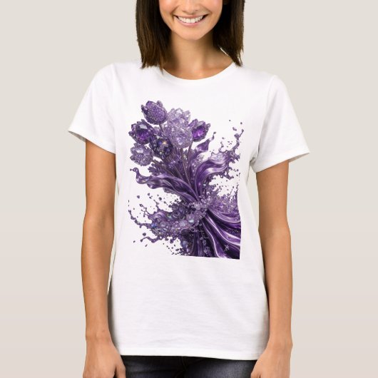遊び心あふれるパープルの抽象芸術Tシャツ Tシャツ (正面)