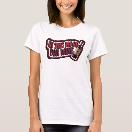 遊び心あふれるピンクのワイン好きのためのプリント Tシャツ (正面)