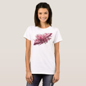 遊び心あふれるピンクの花は心の言葉 Tシャツ (正面フル)