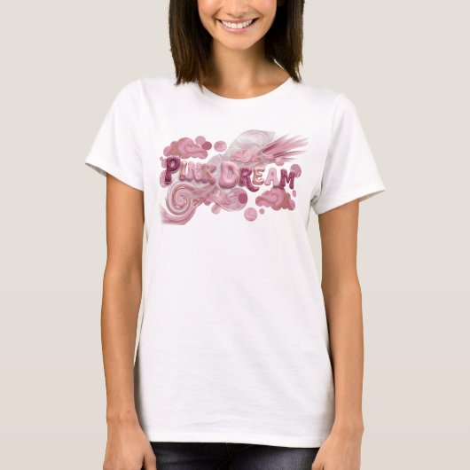 遊び心あふれるピンクのPINK DREAMグラフィックTシャツ Tシャツ (正面)