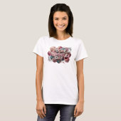遊び心あふれるピンク TODAY IS WINE DAY ウェアラブルアート Tシャツ (正面フル)