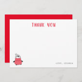 遊び心あふれるペンギンの子供たちからのホリデーサンクス ノートカード (正面/裏面)