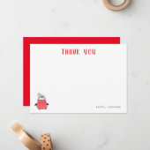 遊び心あふれるペンギンの子供たちからのホリデー感謝メッセージ ノートカード (正面/裏面インサイチュ)