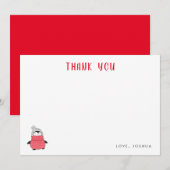 遊び心あふれるペンギンの子供たちからのホリデー感謝メッセージ ノートカード (正面/裏面)