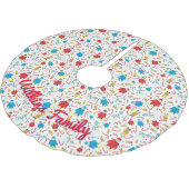 遊び心あふれるペンギン、トナカイ、雪だるまのデザイン ブラッシュドポリエステルツリースカート (アングル)